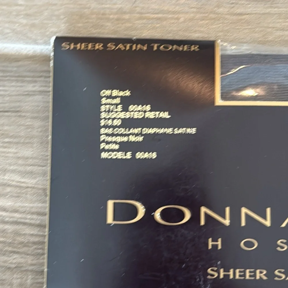 NWT Vintage Donna Karan Sheer Satin Toner S Off Black pantyhose